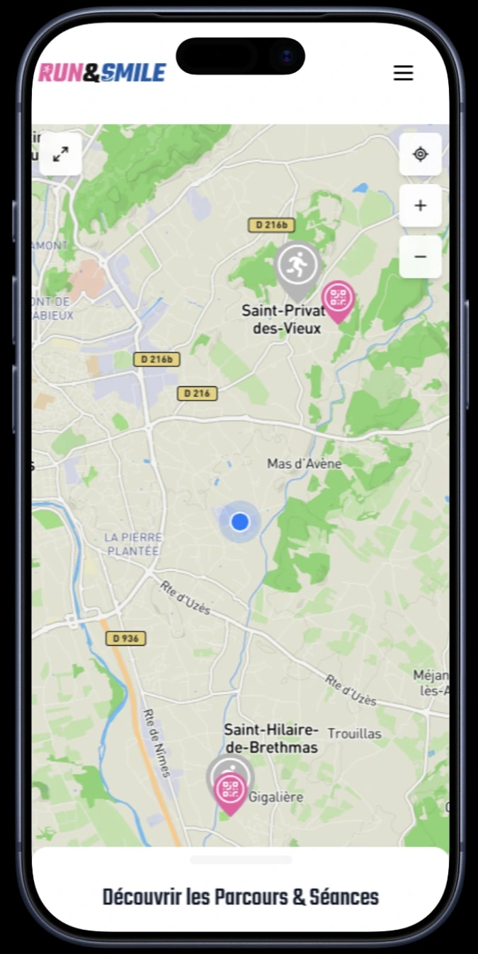 Illustration : carte interactive pour localiser un parcours santé proche de chez soi.